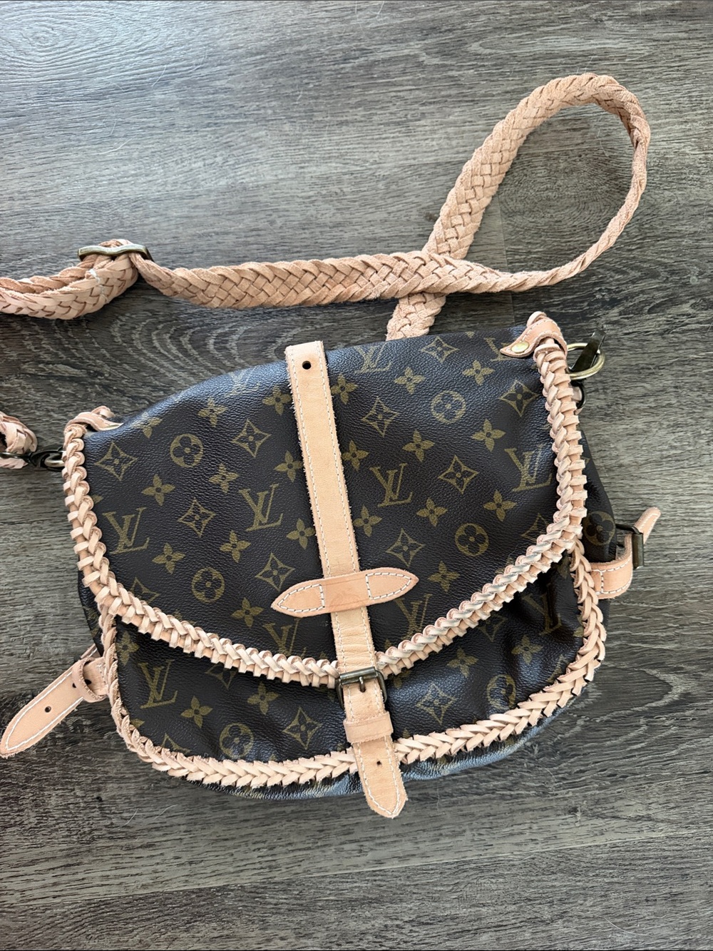 Vintage Boho Louis Vuitton Monogram Braided Trim Crossbody Bag - Picture 3 of 3